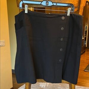 CAbi Elegant Black Button-Front A-Line Skirt